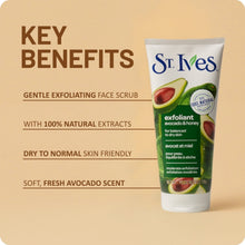 (4 pack) St. Ives Avocado & Honey Face Scrub, Moderate Exfoliating Face Wash with Natural Exfoliants, 6oz