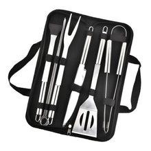 Stainless Steel BBQ Grill Tool Set - 9-Piece Grilling Accessories Kit with Spatula, Fork, Knife, Brush, Tongs, and Carry Bag - Outdoor Barbecue Utensils