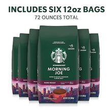 Starbucks Ground Coffee, Dark Roast Hot or Iced Coffee, Morning Joe, Six 12 oz Bags