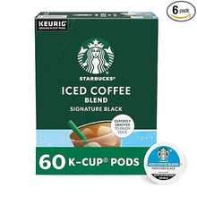Starbucks K-Cup Coffee Pods, Medium Roast Iced Coffee Blend, Signature Black for Keurig Brewers, 100% Arabica, 6 Boxes (60 Pods Total)