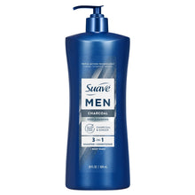 Suave Men Deep Cleansing 3-in-1 Shampoo, Conditioner & Body Wash with Charcoal, 28 FL OZ (PACK OF 6 )