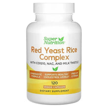 Super Nutrition, Red Yeast Rice Complex with Organic Red Yeast Rice, N-Acetyl Cysteine, Coenzyme Q10, and Milk Thistle Extract, 120 Veggie Capsules