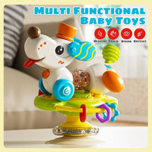 Sytle-Carry Baby Toy, 2-in-1 Suction Cup High Chair Toy, Rattle and Teething Toys for Baby Infant 6 12 Months, Puppy