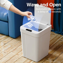 TINANA Smart Sensor Trash Can 2 Pack, 3.4 Gallon Plastic Garbage Bin 13L Waterproof Touchless Wastebasket for Bedroom, Office, Living Room, Blue & White