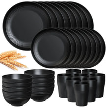 TINANA Wheat Straw Dinnerware Sets, Service for 8, 32 PCS Unbreakable Dinnerware,Microwave Dishwasher Safe