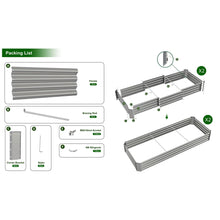 TRAMULL 2 Pack 8x3x1ft Metal Galvanized Raised Garden Bed for Vegetables Flowers Ground Planter Box (Gray)