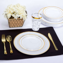 Tableluxe Premium Disposable Round White with Gold Trim Plastic Plates, 7" & 10", 48 ct.