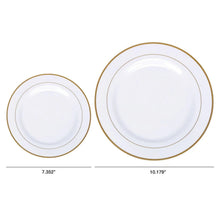 Tableluxe Premium Disposable Round White with Gold Trim Plastic Plates, 7" & 10", 48 ct.