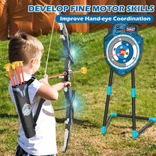 Kids LED Standing Archery Set with Bow & Arrows – Outdoor Sports Toy for Boys & Girls Ages 4-12, Safe & Fun Target Practice Game