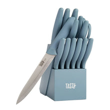 Tasty-15-Piece-Stainless-Steel-Kitchen-Knife-Set-With-Block-Soft-Grip-Handles-Slate-Blue_9ffd0067-d3f3-4145-b27f-ffc5b3e0374a.e71d37625f7e42d0a54792975988f86f - USA Mega Market