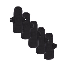 The Period Company. The Reusable Pantyliner in Organic Cotton, Black, 5 Pack