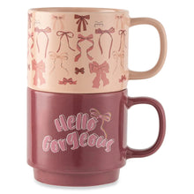 Thyme & Table 2 Pack Stacking Hello Gorgeous and Pink Bows Mugs 14.2 fl oz, Stoneware
