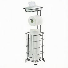 Toilet Paper Holder, Upgraded Toilet Paper Storage Free Standing, Free Standing Tissue Roll Storage Rack for Bathroom, Black