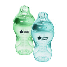 Tommee Tippee Natural Start Anti-Colic Baby Bottles, 11oz, 6 Months plus, Thicker Feed Breast-like Nipple for a Natural Latch, Fiesta, Pack of 2