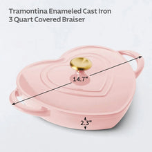 Tramontina 3-Quart Heart Shape Enameled Cast Iron Dutch Oven (Shallow, Oven Safe)