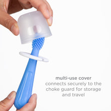 Ubbi 3 pcs Toothbrush Training Set for Babies and Toddlers, Includes Silicone Finger Brush, 360° and Soft Bristled Toothbrush, Polaris Blue
