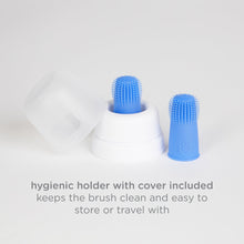 Ubbi 3 pcs Toothbrush Training Set for Babies and Toddlers, Includes Silicone Finger Brush, 360° and Soft Bristled Toothbrush, Polaris Blue