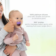 Ubbi 3 pcs Toothbrush Training Set for Babies and Toddlers, Includes Silicone Finger Brush, 360° and Soft Bristled Toothbrush, Smoothie Purple