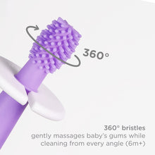 Ubbi 3 pcs Toothbrush Training Set for Babies and Toddlers, Includes Silicone Finger Brush, 360° and Soft Bristled Toothbrush, Smoothie Purple