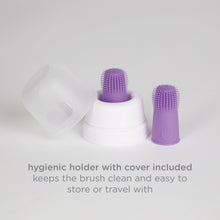 Ubbi 3 pcs Toothbrush Training Set for Babies and Toddlers, Includes Silicone Finger Brush, 360° and Soft Bristled Toothbrush, Smoothie Purple