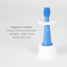 Ubbi Babies and Toddlers Training Toothbrush, Includes One 360° Food-Grade Platinum Silicone and One Soft Bristled Toothbrush, Polaris Blue and Zest Green