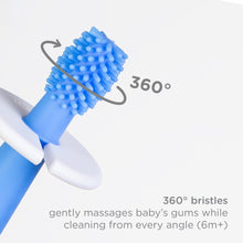 Ubbi Babies and Toddlers Training Toothbrush, Includes One 360° Food-Grade Platinum Silicone and One Soft Bristled Toothbrush, Polaris Blue and Zest Green