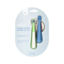 Ubbi Babies and Toddlers Training Toothbrush, Includes One 360° Food-Grade Platinum Silicone and One Soft Bristled Toothbrush, Polaris Blue and Zest Green