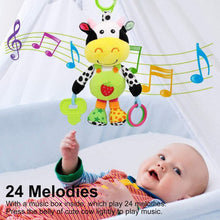 VATENIC Baby Car Seat Toys with 32 Kinds of Music and Teether, Hanging Stroller Toys, Suitable for 0-12 Months of Baby (Cows)