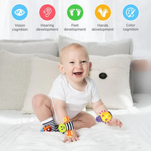 VONTER Foot Finder Socks & Wrist Rattles - Toys for Baby Boy or Girl - Brain Development Toys - Hand and Foot Rattles Suitable for 0-3, 3-6, 6-12 Months Babies
