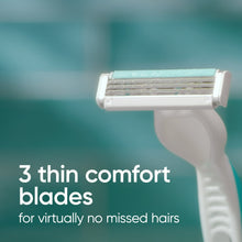 Venus Simply 3 Sensitive Women's 3 Blade Disposable Razor, 4 count, Blue