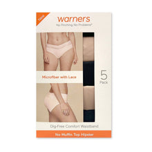 Warners Women’s 5-Pack No Pinching, No Problems Lace Waistband Hipster