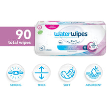 WaterWipes Sensitive Body & Intimate Wipes, 99.9% Water, Unscented & Hypoallergenic Hygiene Wet Wipes, Adult Care, 90 Wipes