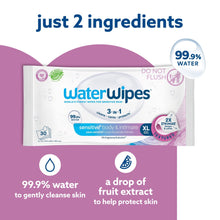 WaterWipes Sensitive Body & Intimate Wipes, 99.9% Water, Unscented & Hypoallergenic Hygiene Wet Wipes, Adult Care, 90 Wipes