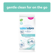 WaterWipes Sensitive On The Go Wipes, 99.9% Water, Unscented & Hypoallergenic, 28 Wipes