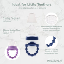 WeeSprout Silicone Baby Feeder Teether Set with Extra Pouches & Freezer Tray