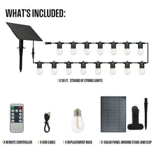 Westinghouse 36' Solar Powered LED Vintage White String Light Set, 15 Bulbs with Remote Control