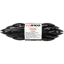 Winco 9" Plastic Tongs, Black, 6-count