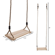 Wooden Swing, Outdoor Flat Bench Seat with Adjustable Nylon Hanging Rope for Kids Playset Frame or Tree, 100 lb Capacity Backyard Swinging Toy by Hey! Play!