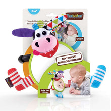 Yookidoo My First Mirror Friend - Baby Safe Tummy Time Toy for Infants 0-6 Months, Mirror & Rattle - Cow Design