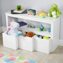 Your Zone Kids Toy Storage Cabinet with Three Rolling Bins, White Finish