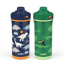 Zak Designs 14-oz. Stainless Steel Double Wall Beacon Straw Bottle for Kids, 2-Piece Set (Choose Color)