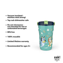 Vaso térmico Zak Designs de acero inoxidable de doble pared con agarre Sutton, 14 oz, para niños, juego de 2 piezas, personajes surtidos