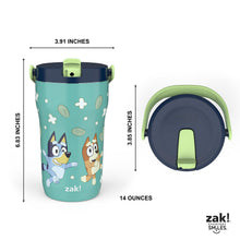 Vaso térmico Zak Designs de acero inoxidable de doble pared con agarre Sutton, 14 oz, para niños, juego de 2 piezas, personajes surtidos