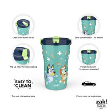 Vaso térmico Zak Designs de acero inoxidable de doble pared con agarre Sutton, 14 oz, para niños, juego de 2 piezas, personajes surtidos