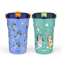 Vaso térmico Zak Designs de acero inoxidable de doble pared con agarre Sutton, 14 oz, para niños, juego de 2 piezas, personajes surtidos