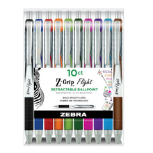 Zebra Pen Z-Grip Flight Retractable Ballpoint Pens Bold 1.2 mm Assorted Ink 10 Count