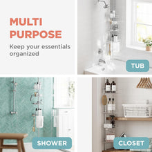 ZennaHomeTensionPoleShowerCaddyCornerOrganizer_AdjustableStandingShowerCaddywith4BasketsandBuiltinTowelBar_RustResistantBathroomTensionRodOrganizer_60to97Inch6 - USA Mega Market