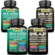 Zoyava Dynamic Vitality Bundle, Sea Moss and Shilajit Bundle, Sea Moss 7000mg, Black Seed Oil 4000mg, Ashwagandha 2000mg, Ginger & Shilajit 9000mg, Rhodiola Rosea 1000mg, Panax Ginseng (60 Count)