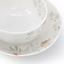 Elama Poppy 24 Piece Porcelain Double Bowl Dinnerware Set, Service for 6