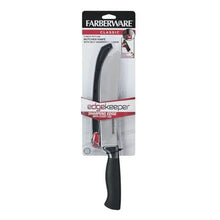 Farberware 7-inch Butcher Knife with Self-Sharpening Blade Cover, Sharp Kitchen Knife, Black